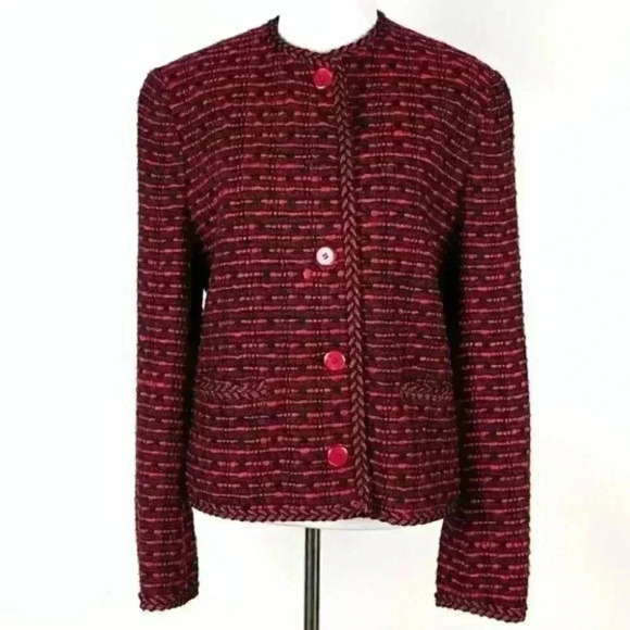 Bleyle blazer sz 10 red black woven 100% silk slub - Picture 1 of 10